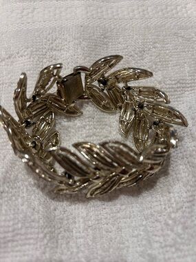 Vintage Retro Coro 1950’s Silver Leaf Link Bracelet - Women Jewelry